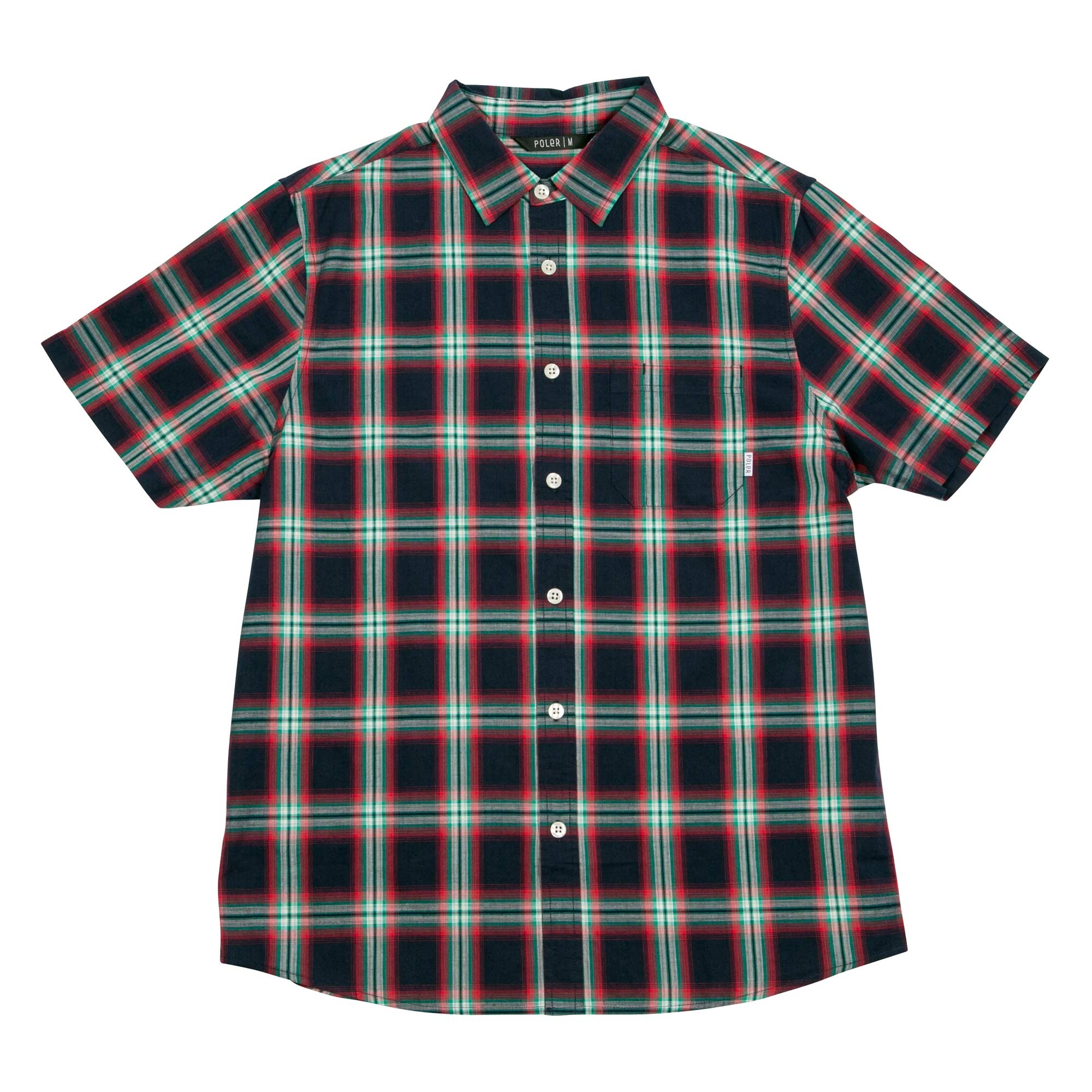 POLER Shirt GROLAR BUTTON UP SS blue steel plaid