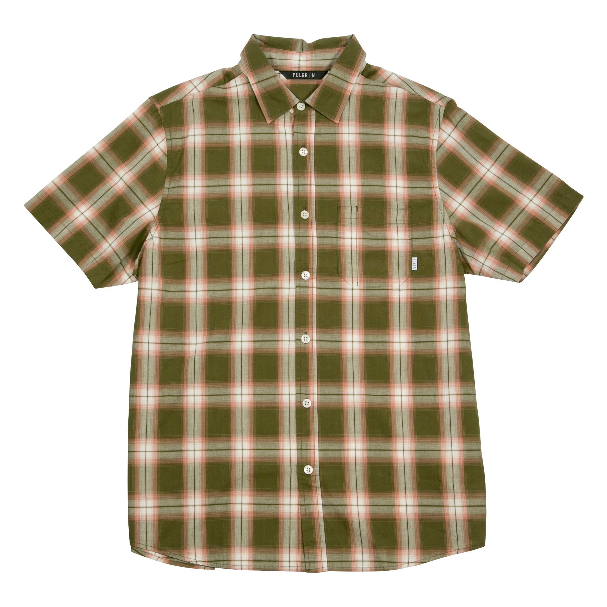 POLER Shirt GROLAR BUTTON UP SS burnt olive plaid