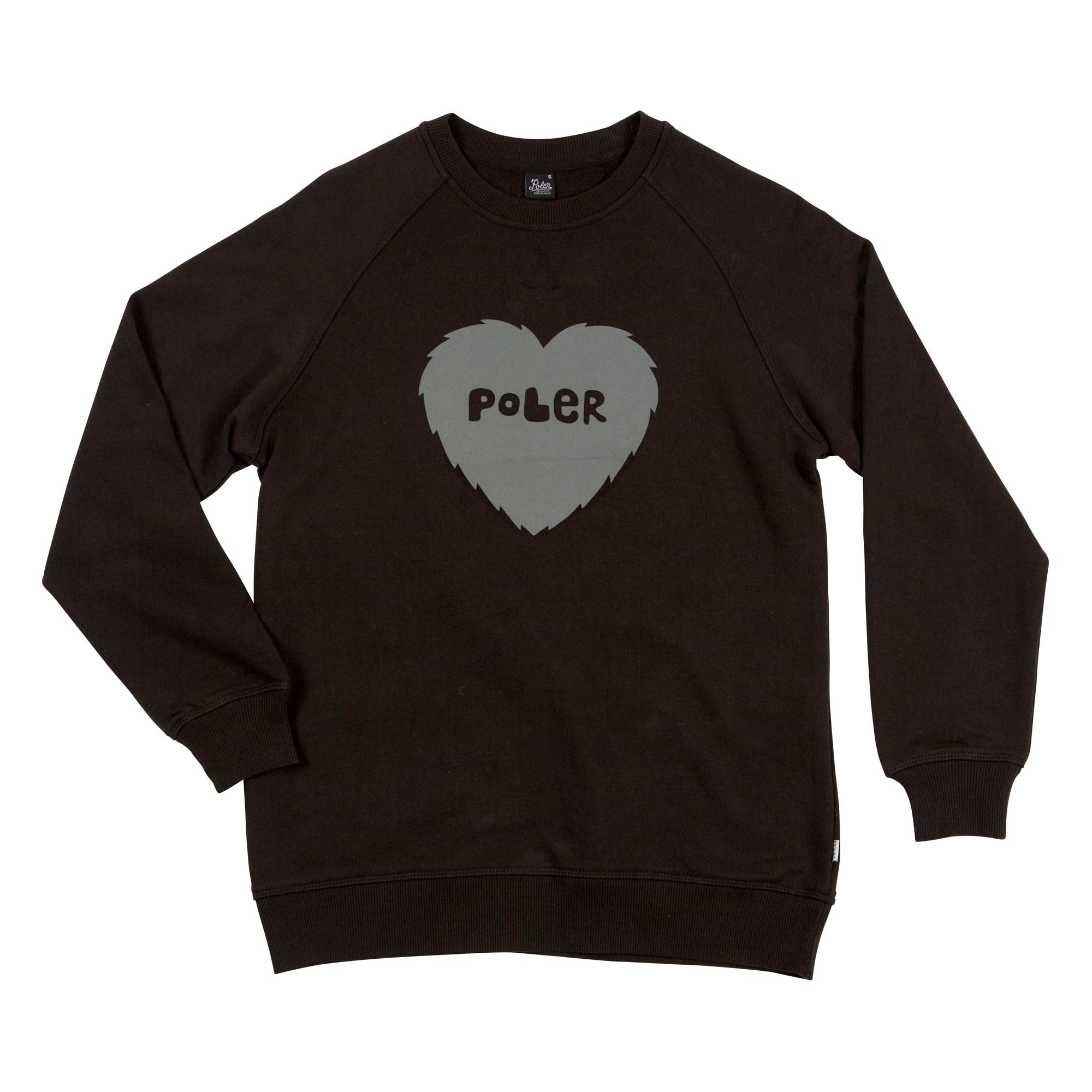 POLER Womens Sweat FURRY HEART Crew black