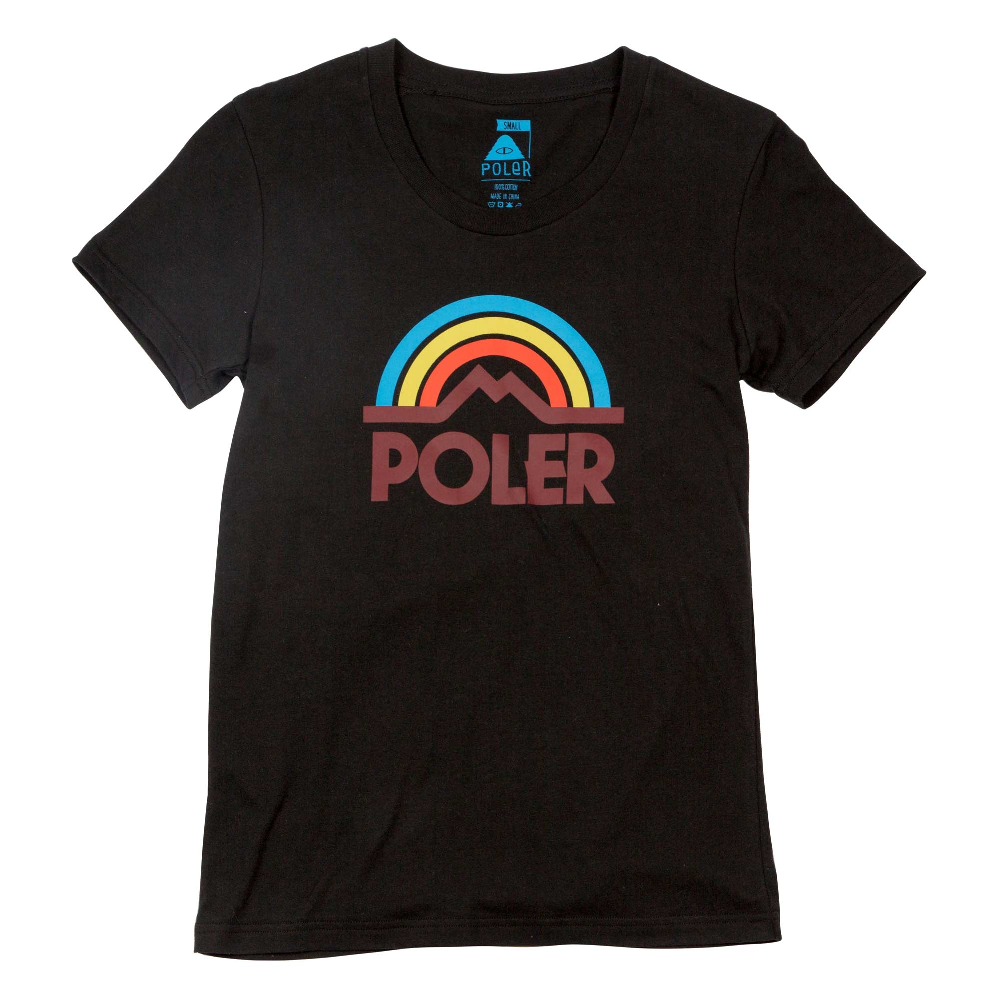 POLER Womens T-Shirt MOUNTAIN RAINBOW, black