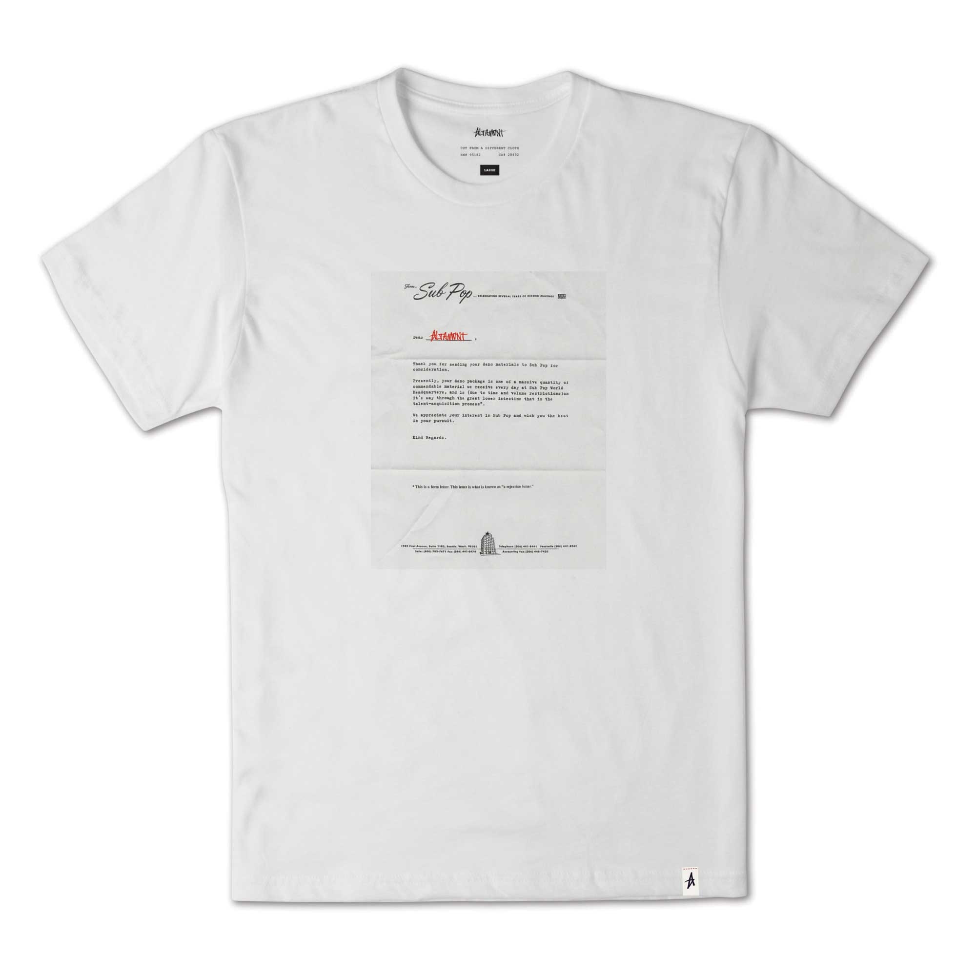 ALTAMONT T-Shirt ALTAMONT X SUB POP LETTER white