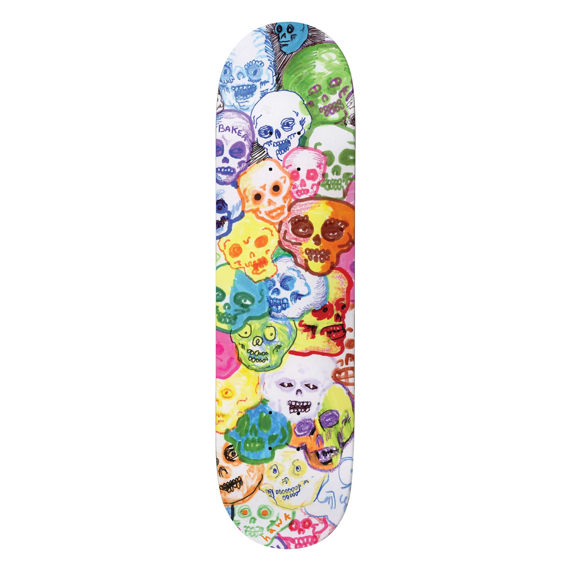 BAKER Deck RAINBOW SKULLS RH 8.0, rainbow 8.0''