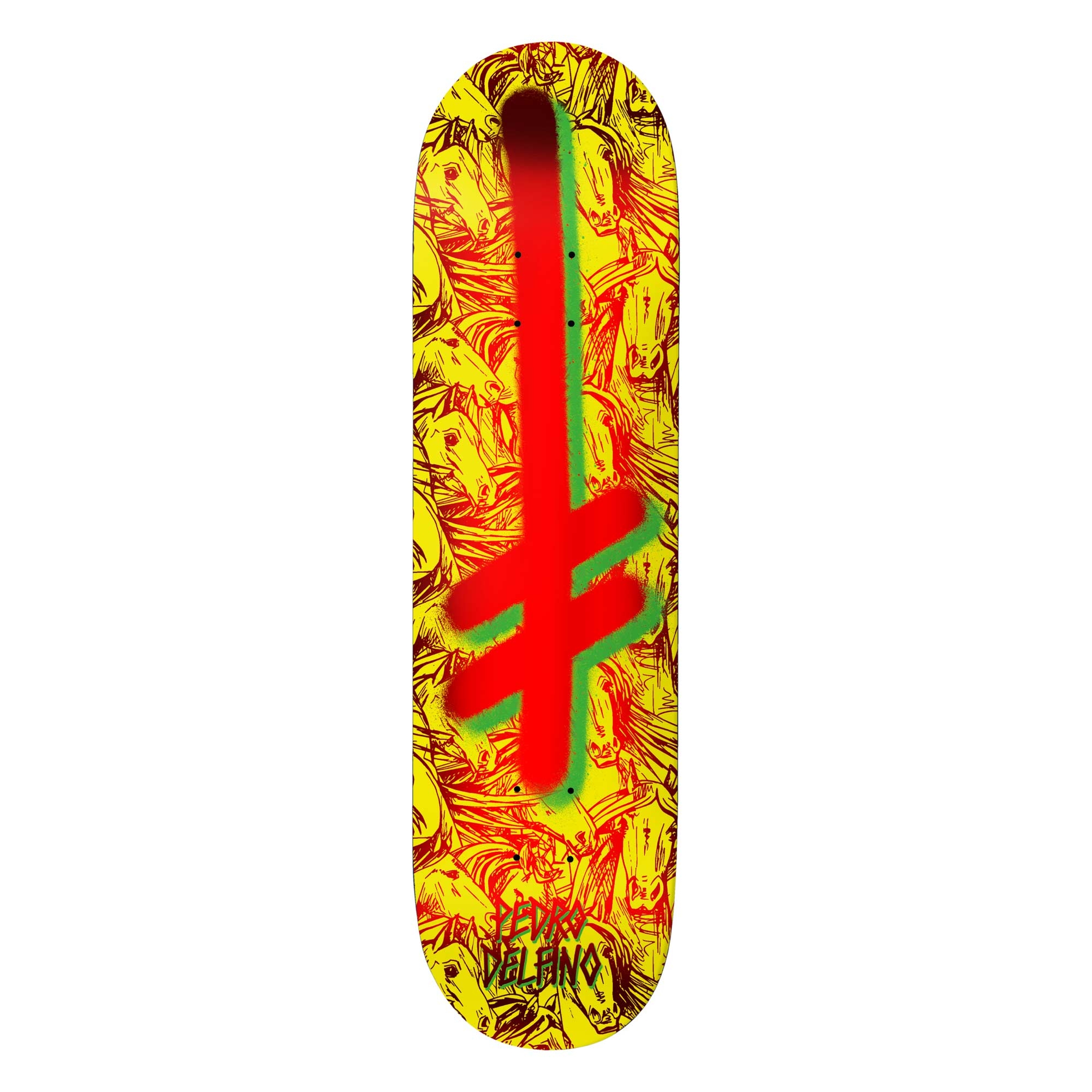 DEATHWISH Deck GANG LOGO HORSES 8.25, yellow 8.2''