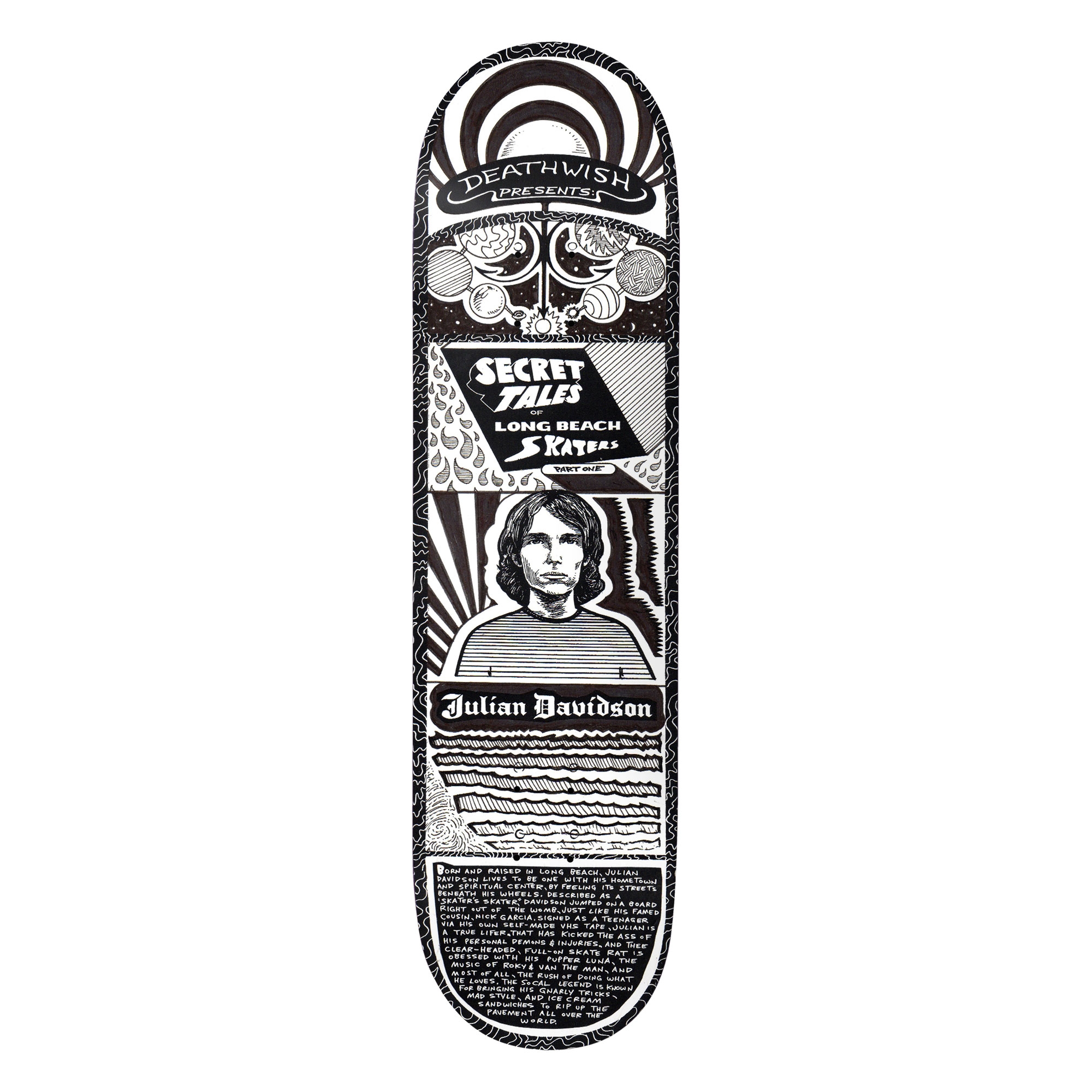 DEATHWISH Deck SECRET TALES JU 8.5, white/black 8.5''