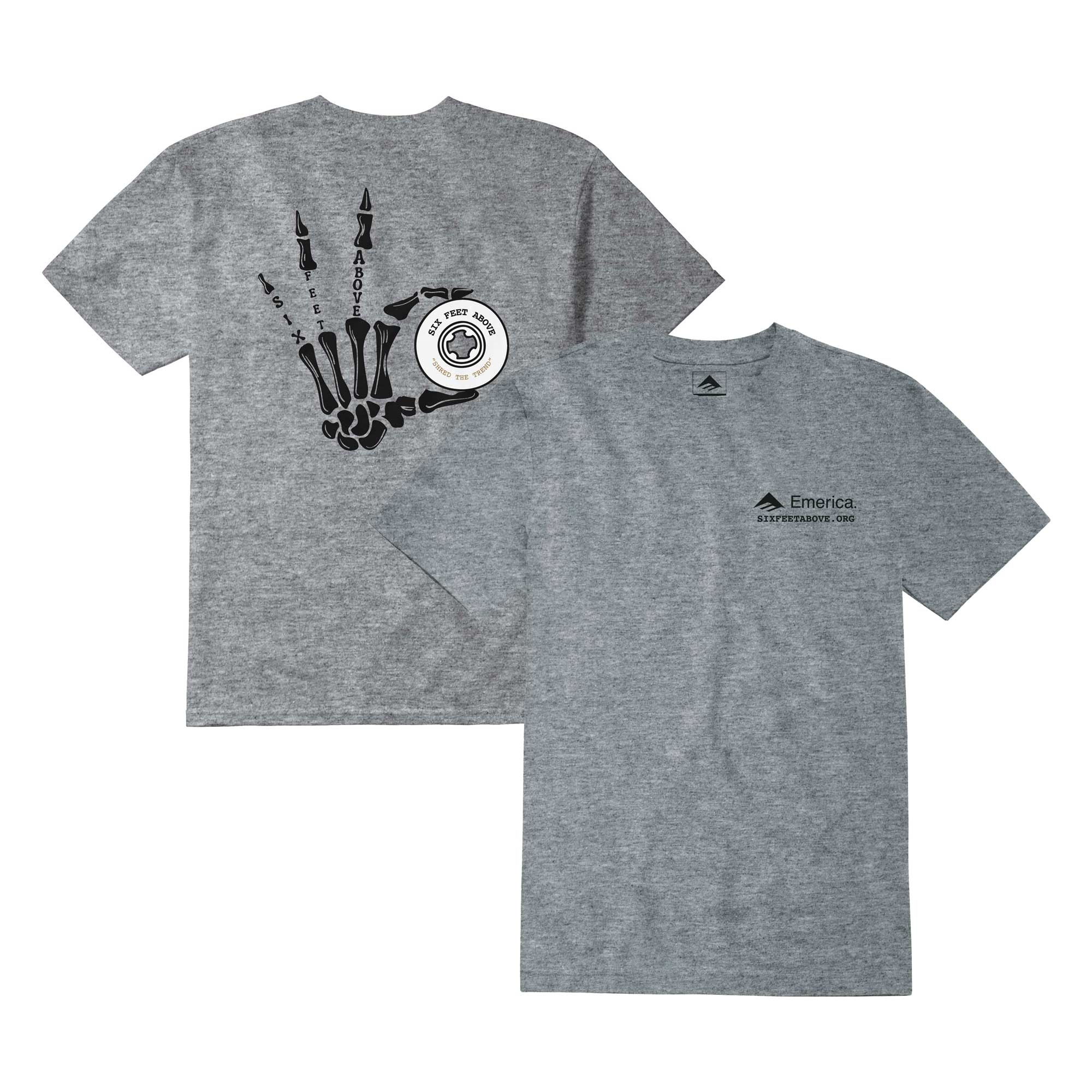 EMERICA T-Shirt 6 FEET ABOVE SKELETON grey/heather