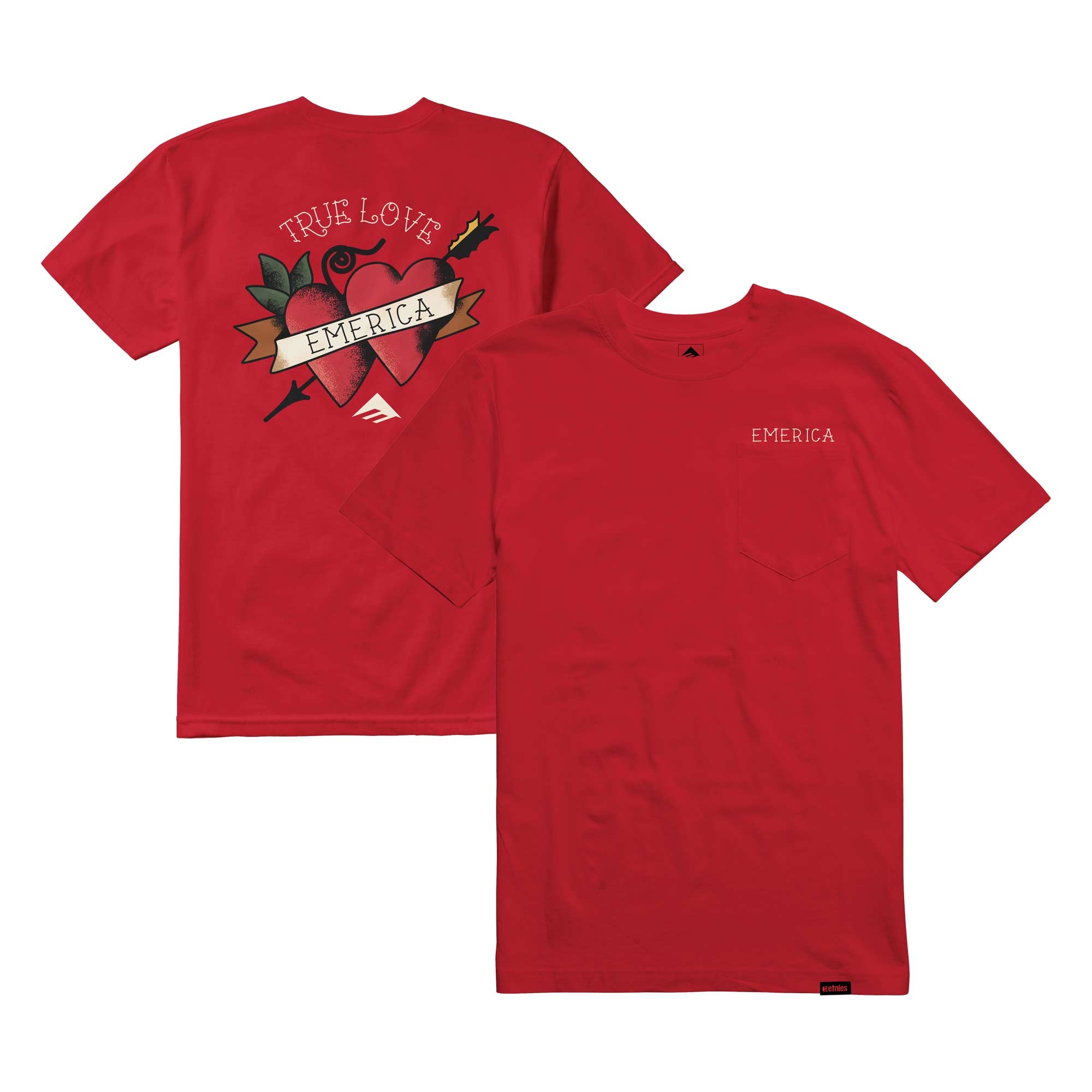 EMERICA T-Shirt LOVE TRIANGLE POCKET red
