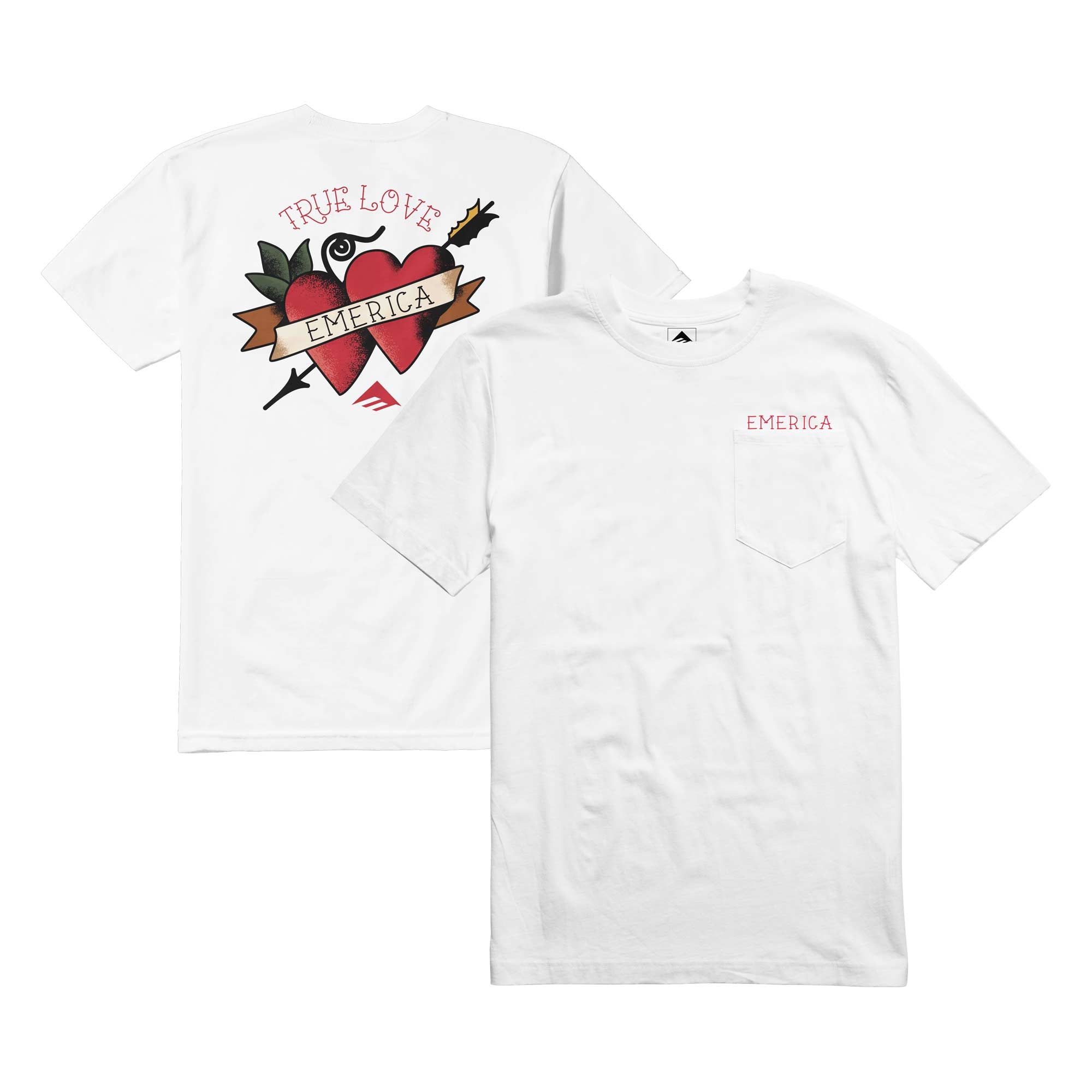 EMERICA T-Shirt LOVE TRIANGLE POCKET white