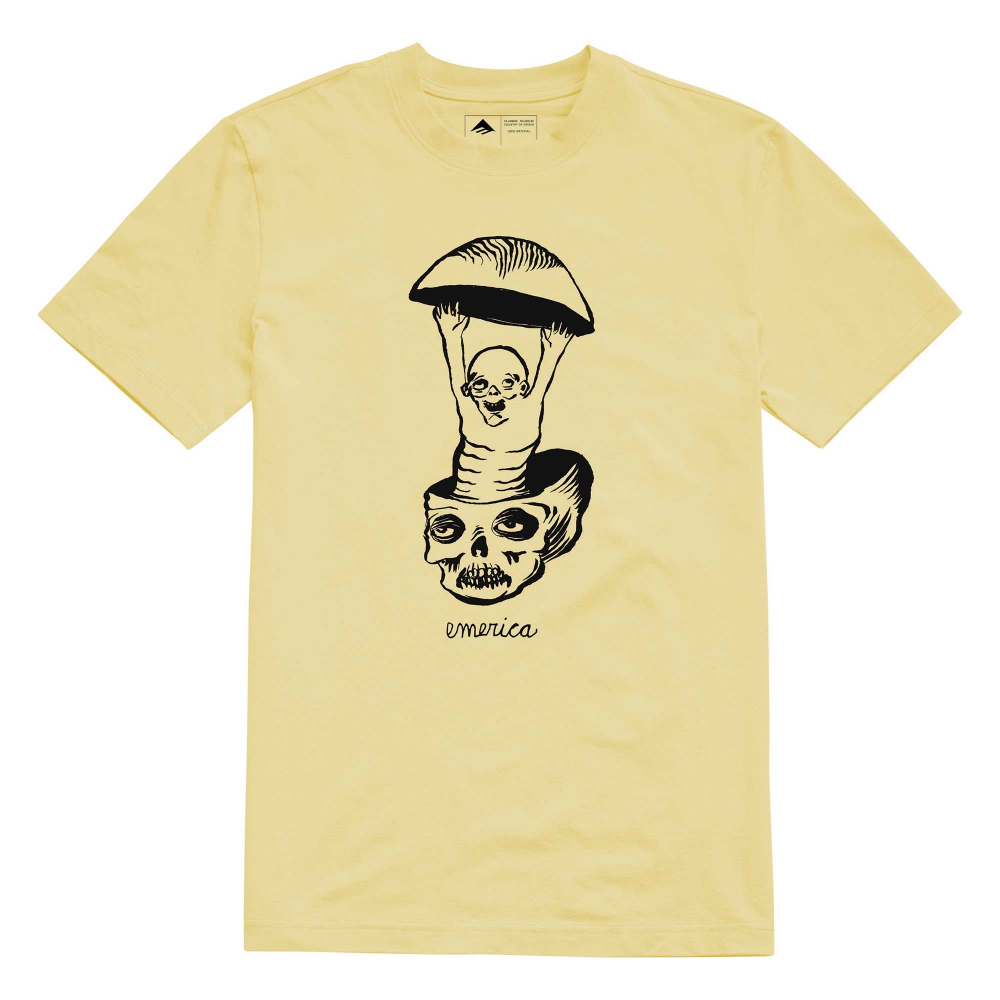 "EMERICA T-Shirt SKULL "FACES" S/S light yellow"