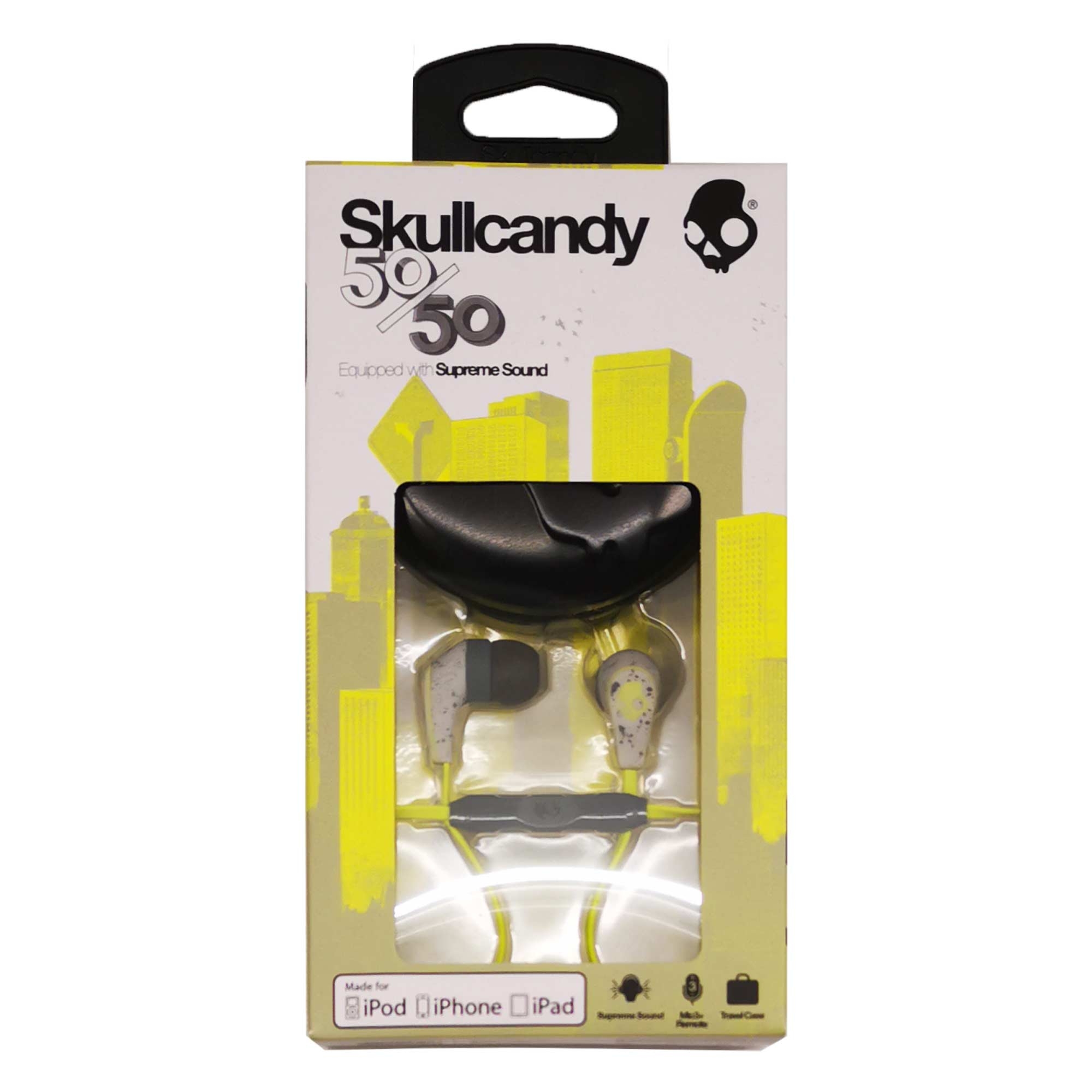 LOUD Headphone SKULLCANDY with MICROPHONE, dark gray-light gray-hot lime