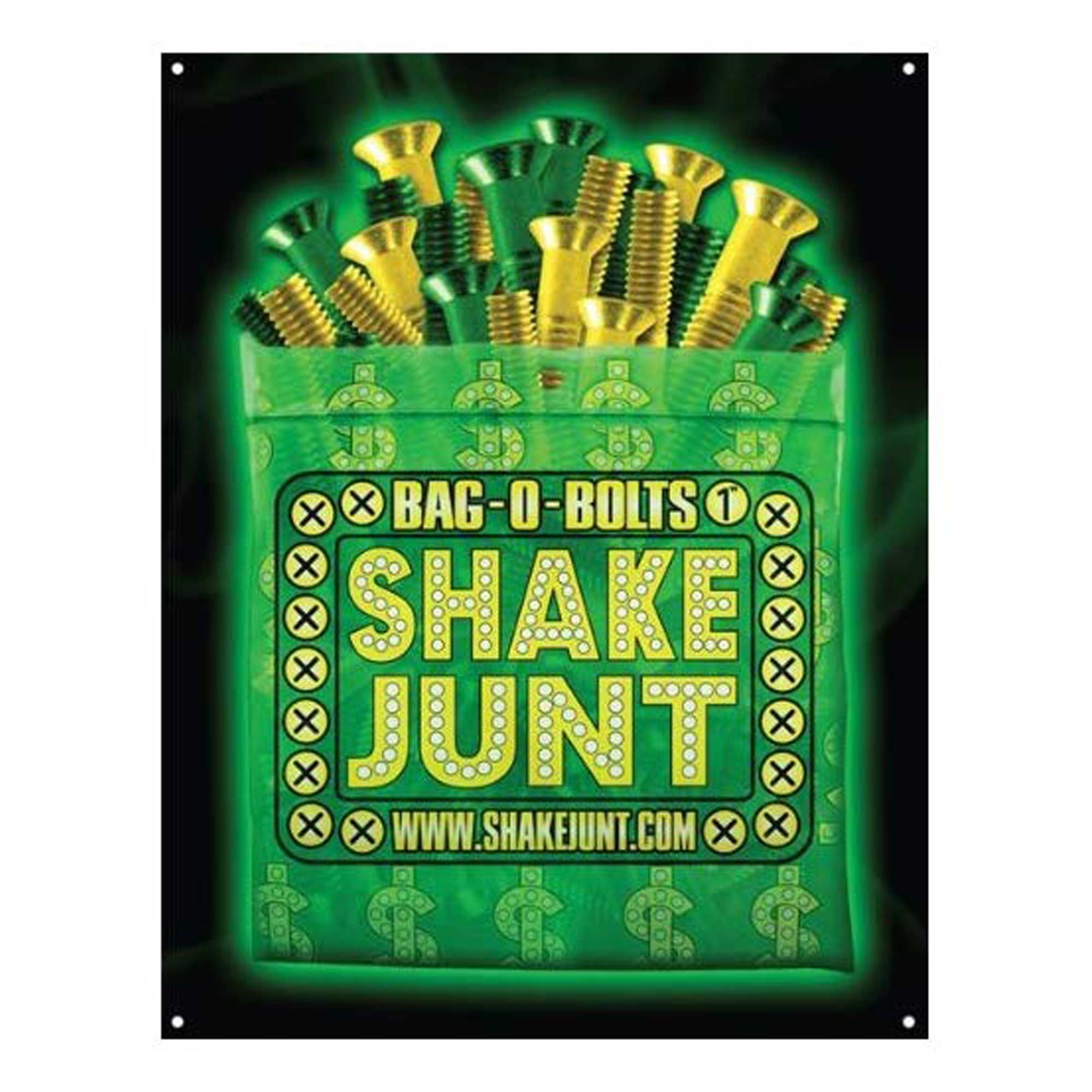 "SHAKE JUNT Banner Bag O Bolts 3,5" x 4,5", green -"