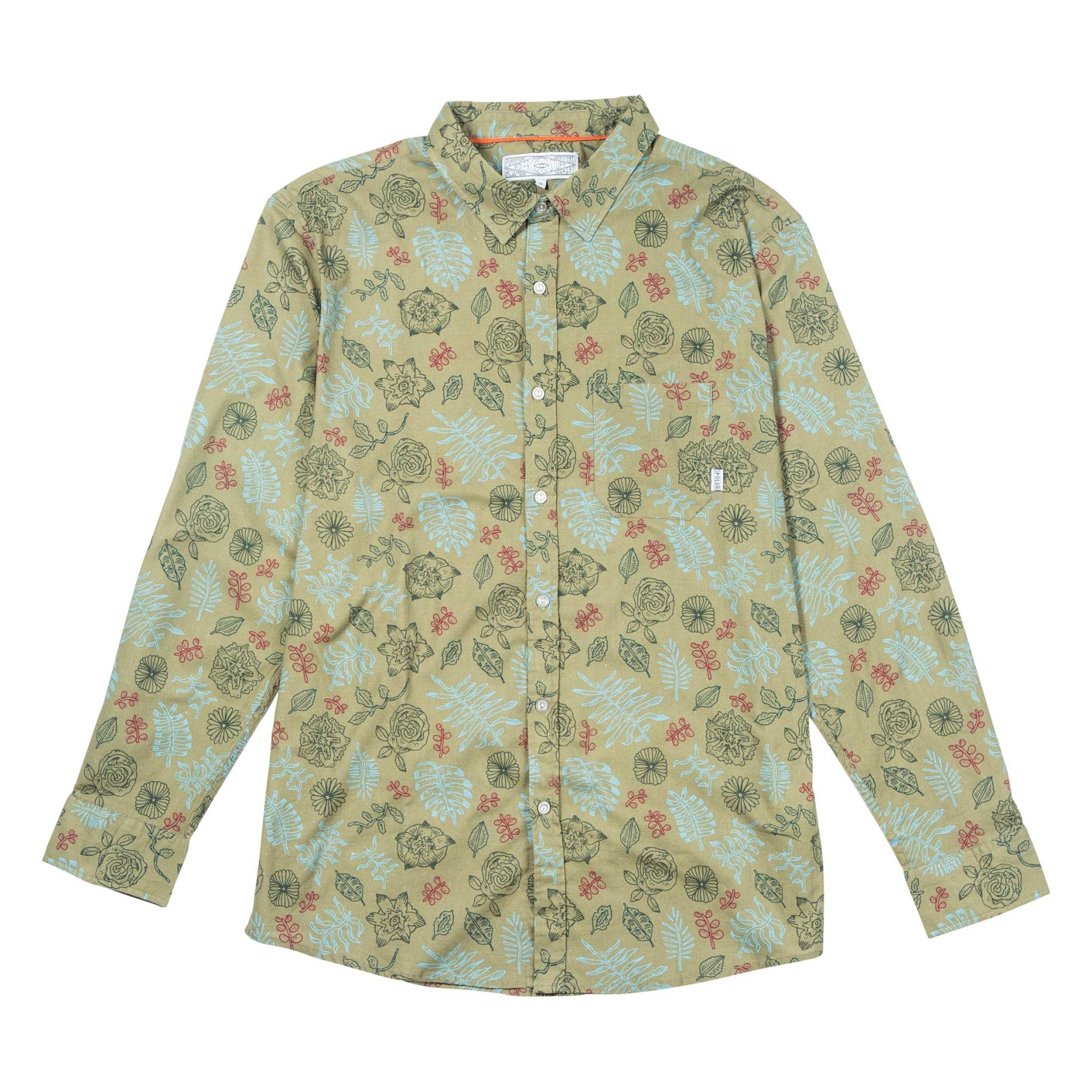 POLER Shirt LS BUTTON UP brotanical mossy