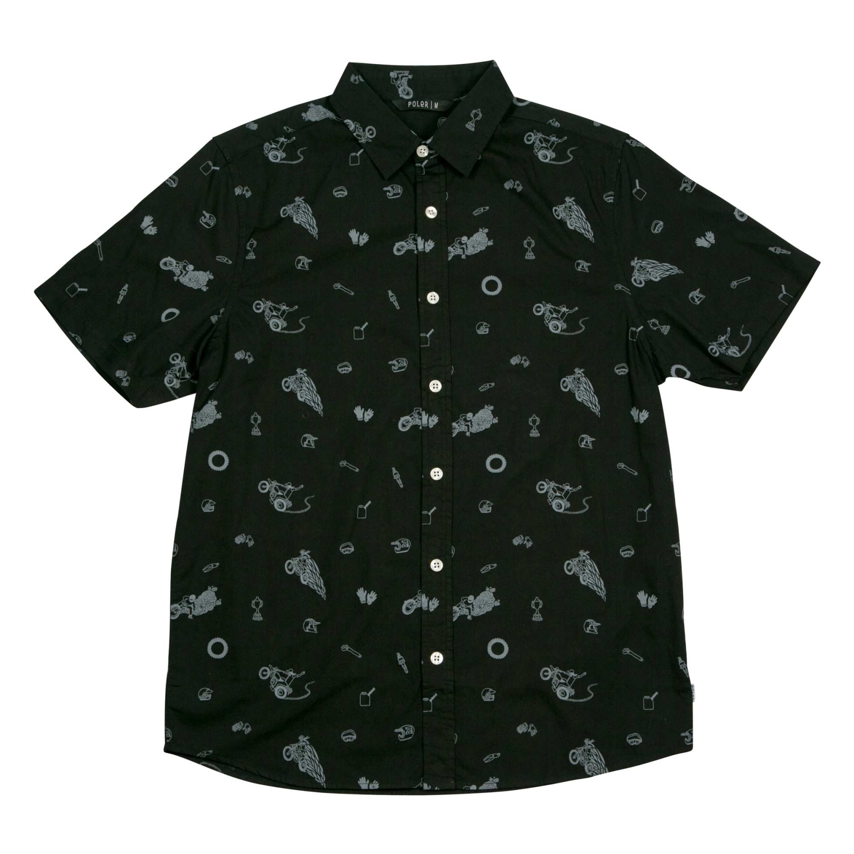 POLER Shirt SS WHEELIE BUTTON UP black wheelie print