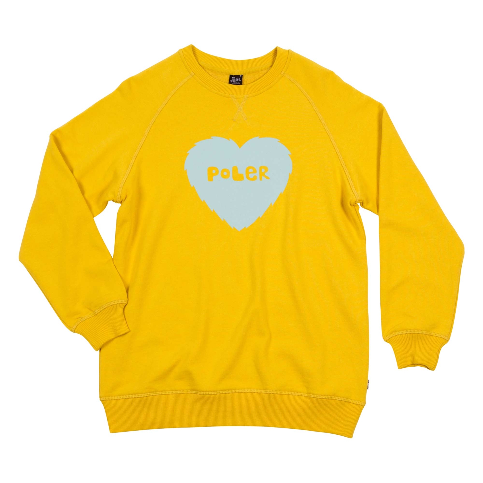 POLER Womens Sweat FURRY HEART Crew golden rod