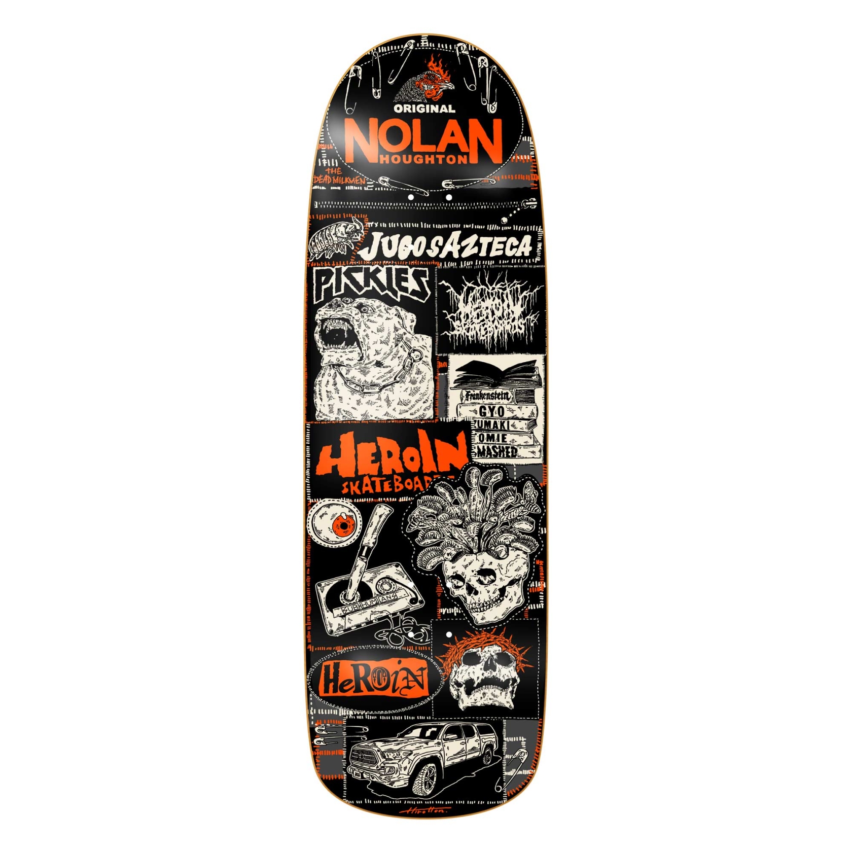 HEROIN Deck NOLAN´S ORIGINAL 9.6, black/orange 9.6''